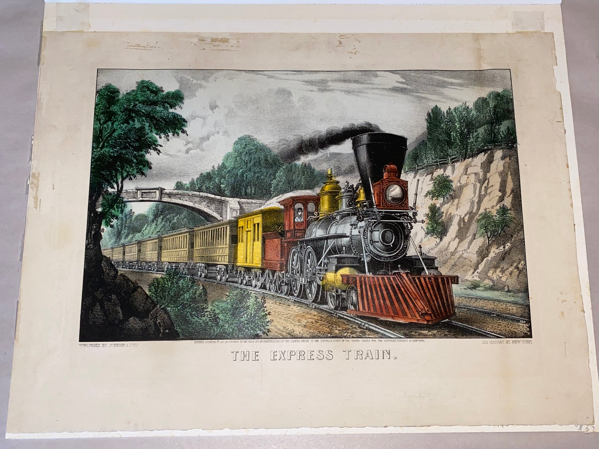 1930 The Lightning Express Trains Lithograph Print Currier & selling Ives Art Railroad