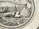 Historical Staffordshire Landing Of The Pilgrims Plate Variant Black Transfer