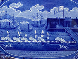 Historical Staffordshire Blue Platter Landing of Lafayette Castle Gardens CAB