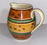 Large Staffordshire Mochaware Mocha Seaweed Pitcher Coggled Bands