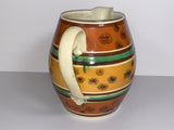 Large Staffordshire Mochaware Mocha Seaweed Pitcher Coggled Bands