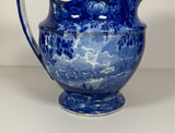 Historical Staffordshire Blue Wash Pitcher Views of The Erie Erie Canal RC