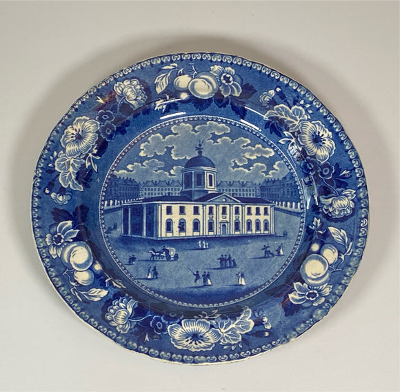 Historical Staffordshire Dark Blue Court House Baltimore Plate