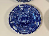 Historical Staffordshire Dark Blue Cup Plate Quadruped Hyena