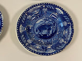 Historical Staffordshire Dark Blue Cup Plate Quadruped Hyena